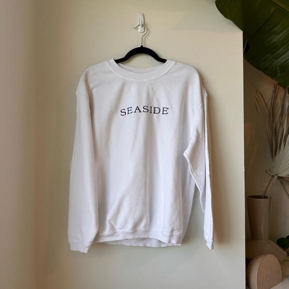 White Seaside Corded Embroidered Sweatshirt size Small - Picture 1 of 10